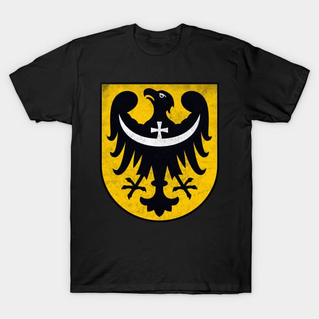 Poland / Lower Silesian Voivodeship / Faded Style Vintage Look Flag Design T-Shirt by DankFutura